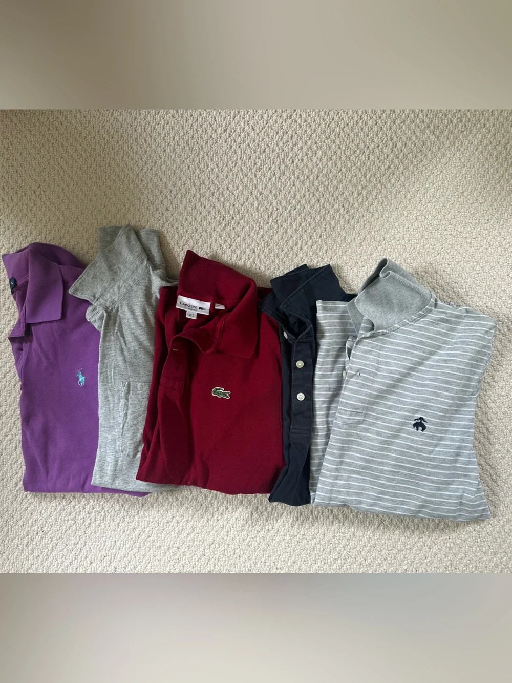Men’s Size L Polo Collection in Purple, Burgundy, Navy & Gray, Assorted Brands